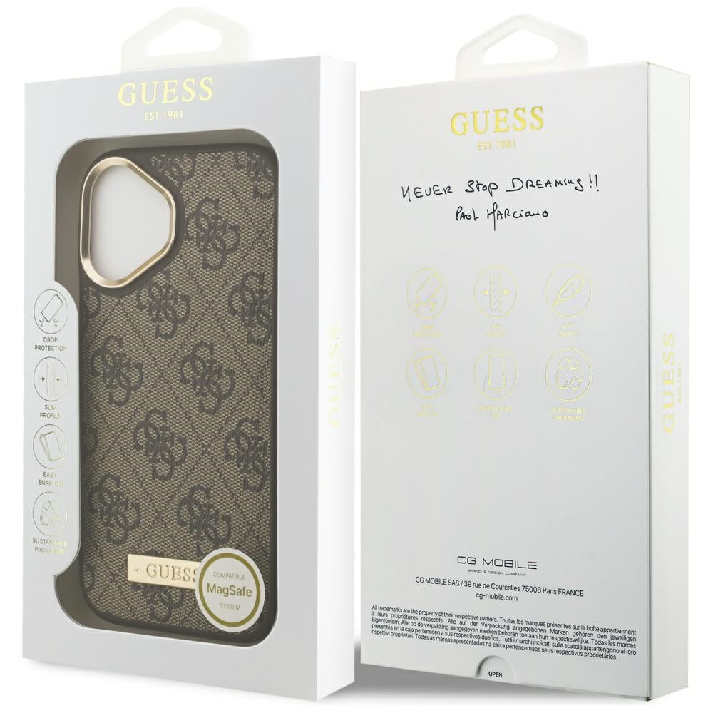 MagSafe cover til Apple iPhone 17, Guess, 4G Logo Plate, Brun