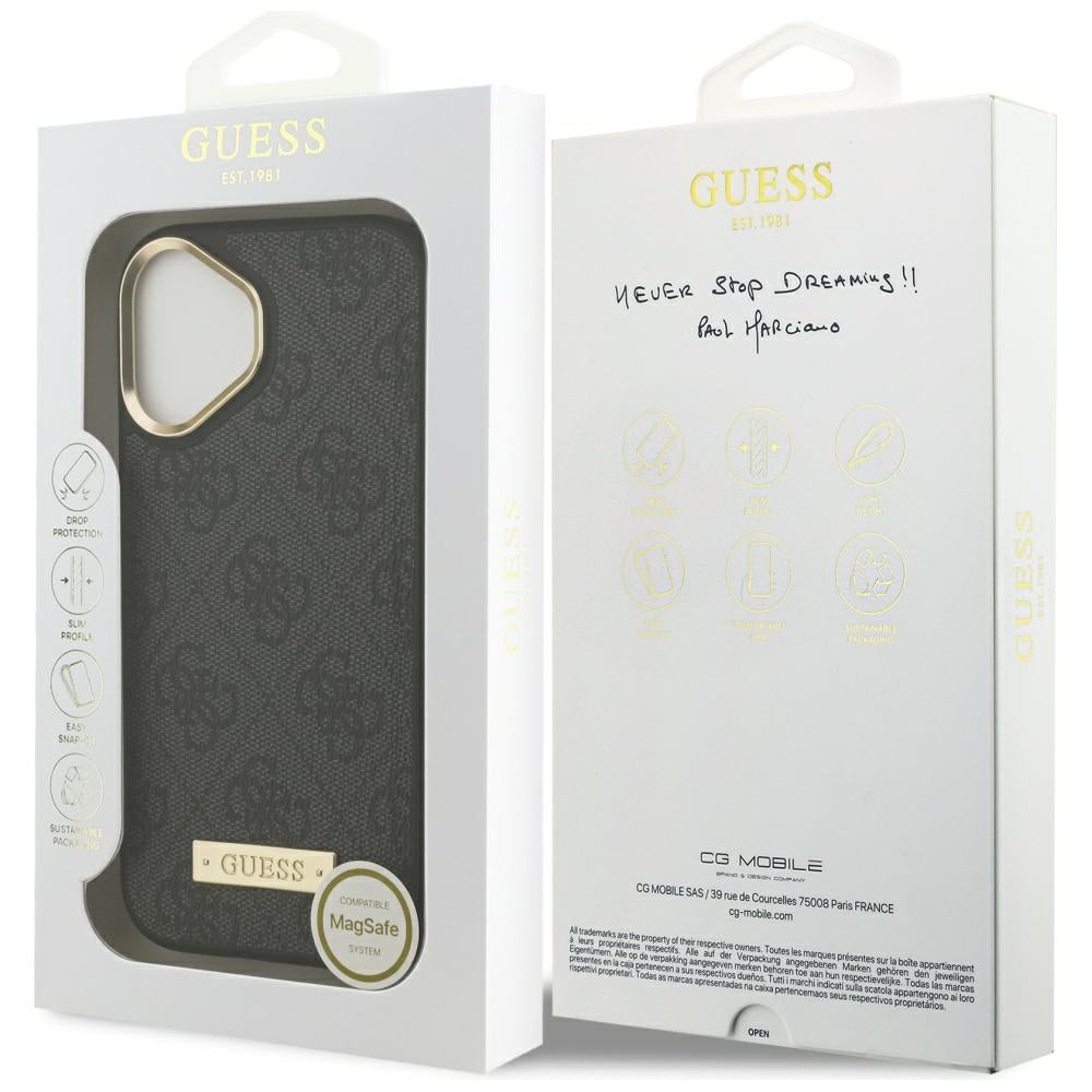 MagSafe-etui til Apple iPhone 17, Guess, 4G Logo Plate, Sort