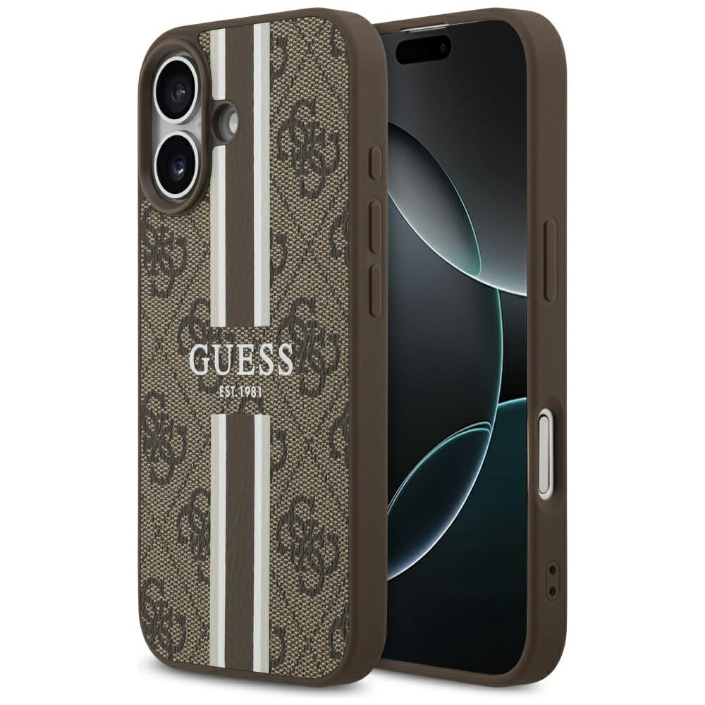 MagSafe cover til Apple iPhone 17, Guess, 4G Printed Stripes, Brun