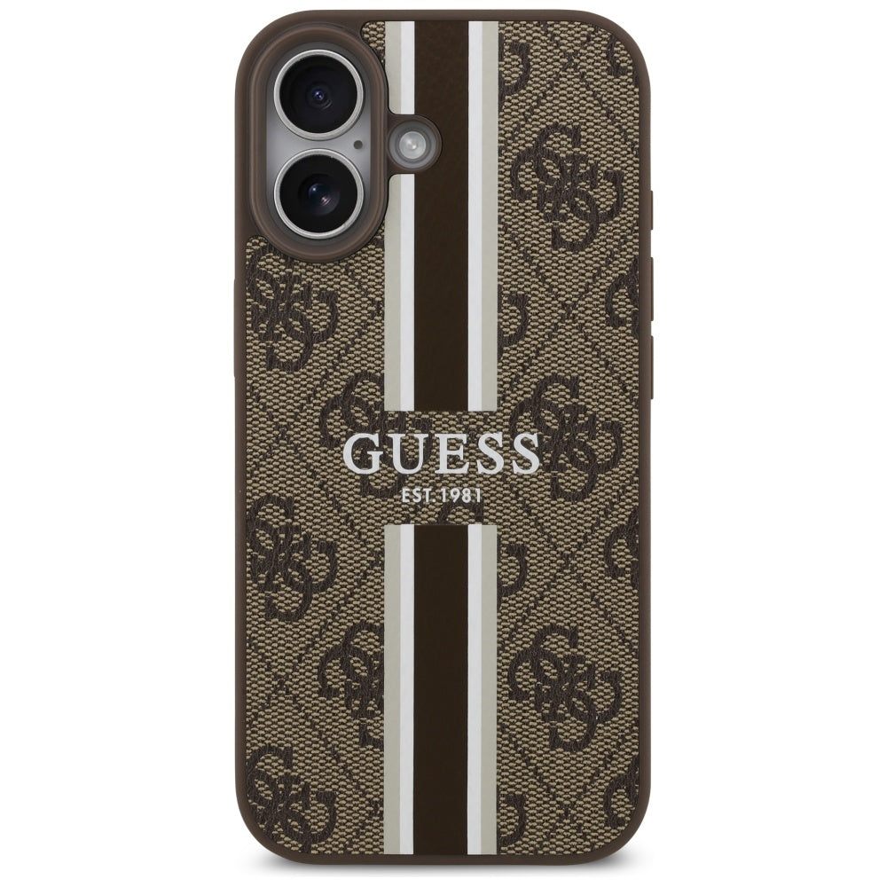 MagSafe cover til Apple iPhone 17, Guess, 4G Printed Stripes, Brun
