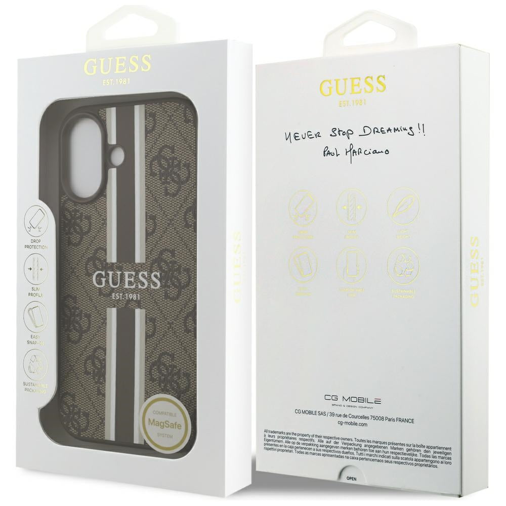MagSafe cover til Apple iPhone 17, Guess, 4G Printed Stripes, Brun
