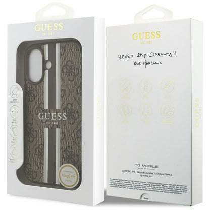 MagSafe cover til Apple iPhone 17, Guess, 4G Printed Stripes, Brun
