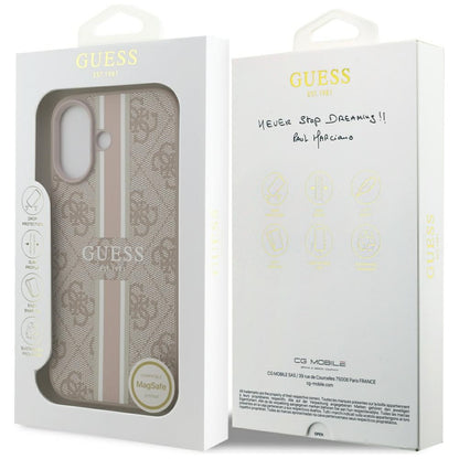 MagSafe cover til Apple iPhone 17, Guess, 4G Printed Stripes, Pink