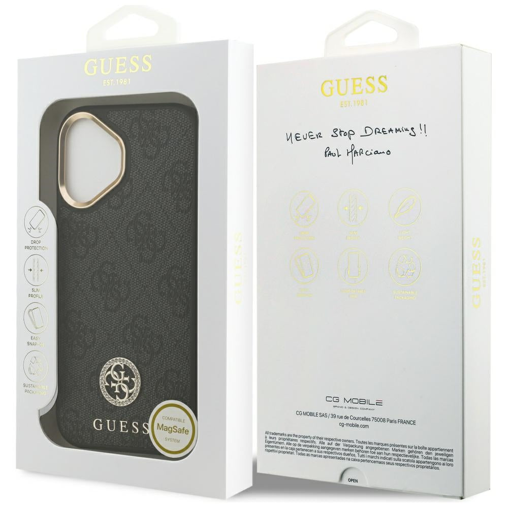 MagSafe cover til Apple iPhone 17, Guess, 4G Strass Logo, Sort