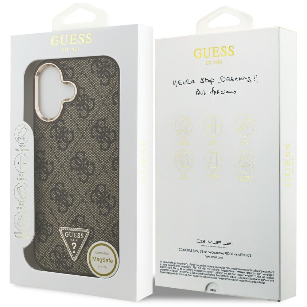 MagSafe cover til Apple iPhone 17, Guess, 4G Triangle Logo, Gylden Brun