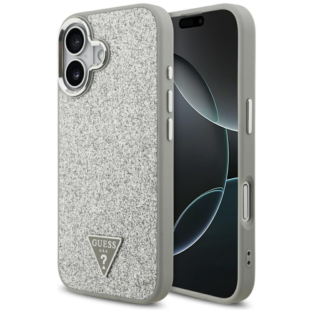 MagSafe cover til Apple iPhone 17, Guess, Glitter Triangle Logo, Sølvfarvet