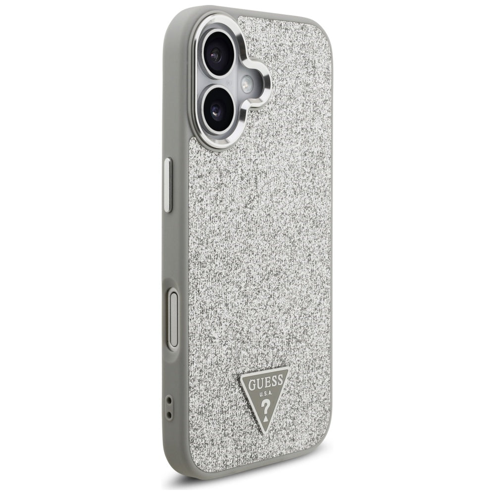 MagSafe cover til Apple iPhone 17, Guess, Glitter Triangle Logo, Sølvfarvet