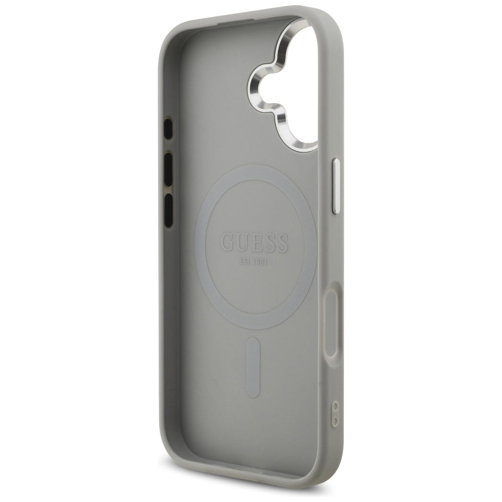 MagSafe cover til Apple iPhone 17, Guess, Glitter Triangle Logo, Sølvfarvet