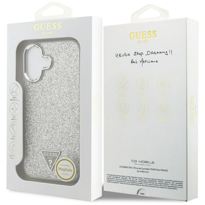 MagSafe cover til Apple iPhone 17, Guess, Glitter Triangle Logo, Sølvfarvet