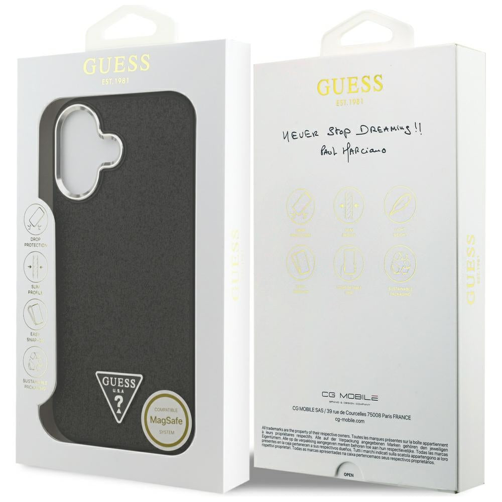 MagSafe cover til Apple iPhone 17, Guess, Glitter Triangle Logo, Sort