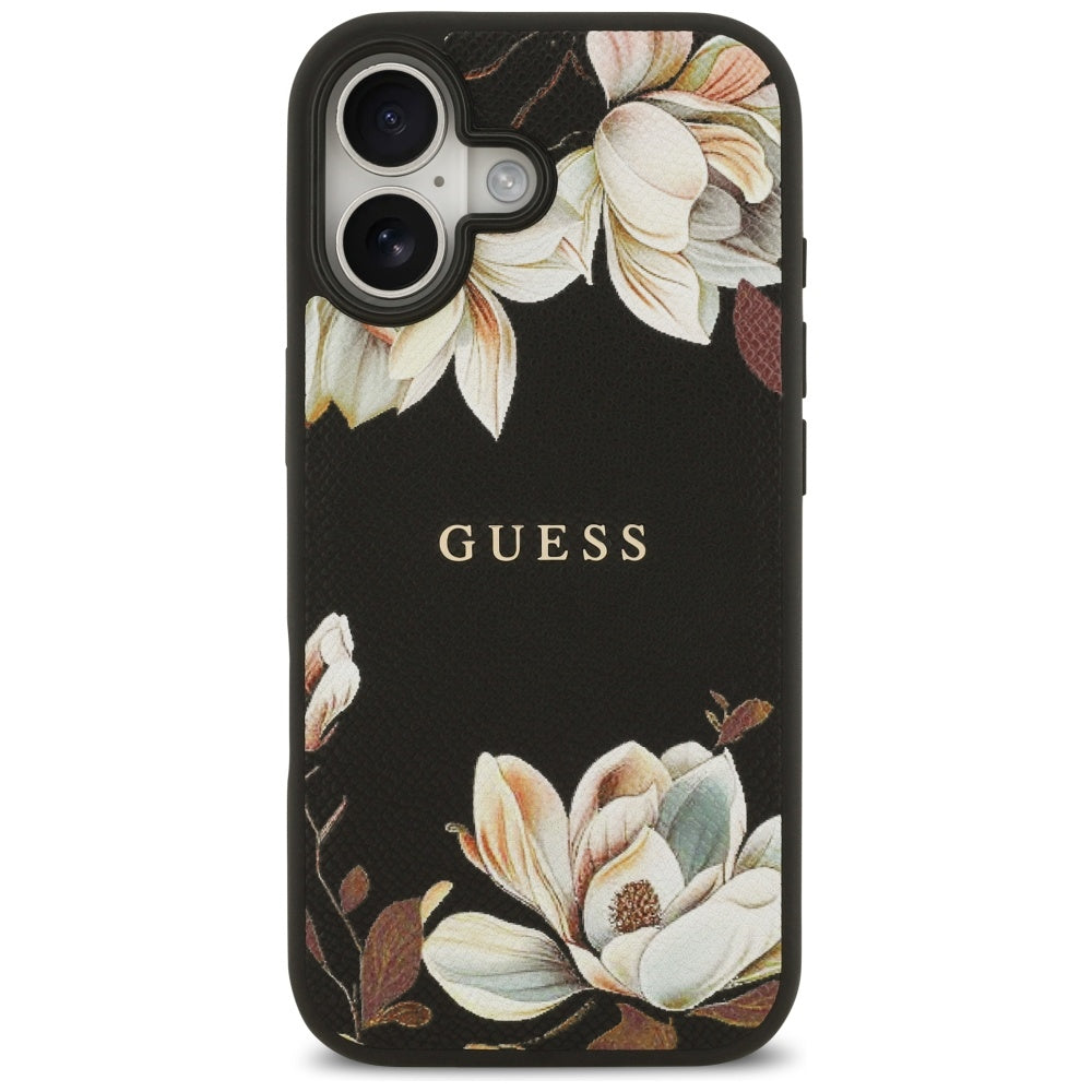 MagSafe Case for Apple iPhone 17, Guess, Grained Flowers, Black
