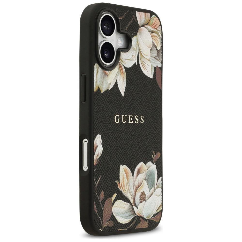 MagSafe Case for Apple iPhone 17, Guess, Grained Flowers, Black
