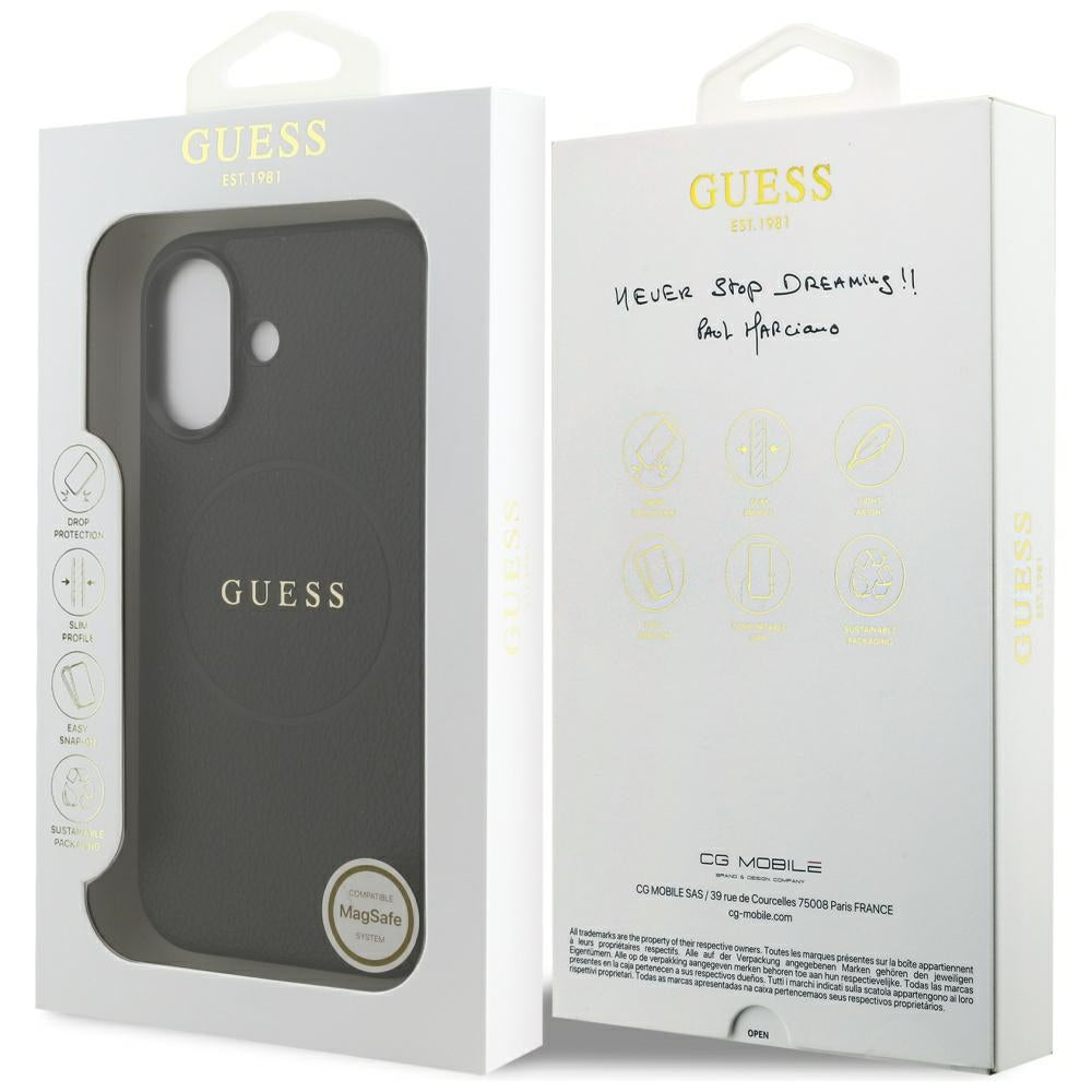 MagSafe cover til Apple iPhone 17, Guess, Grained Gold Ring, Sort