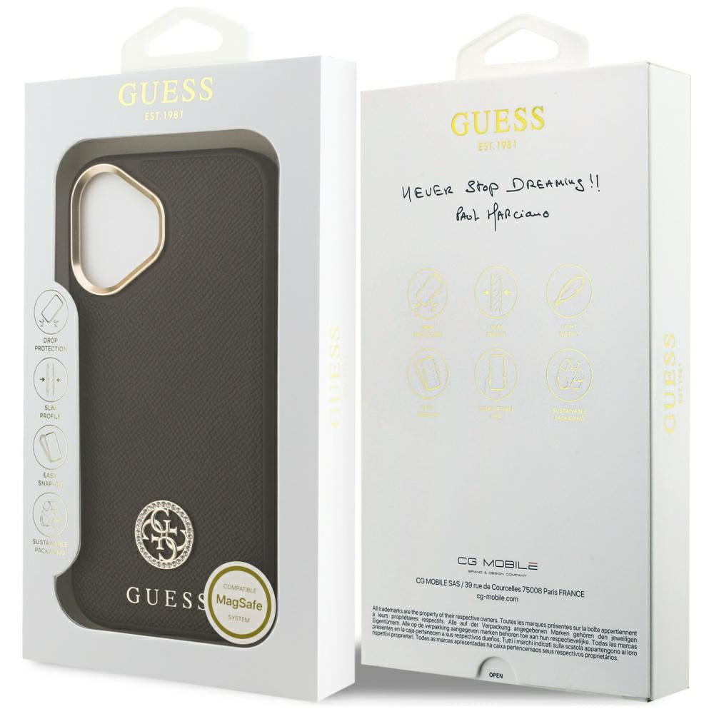MagSafe cover til Apple iPhone 17, Guess, Grained Strass Logo, Brun