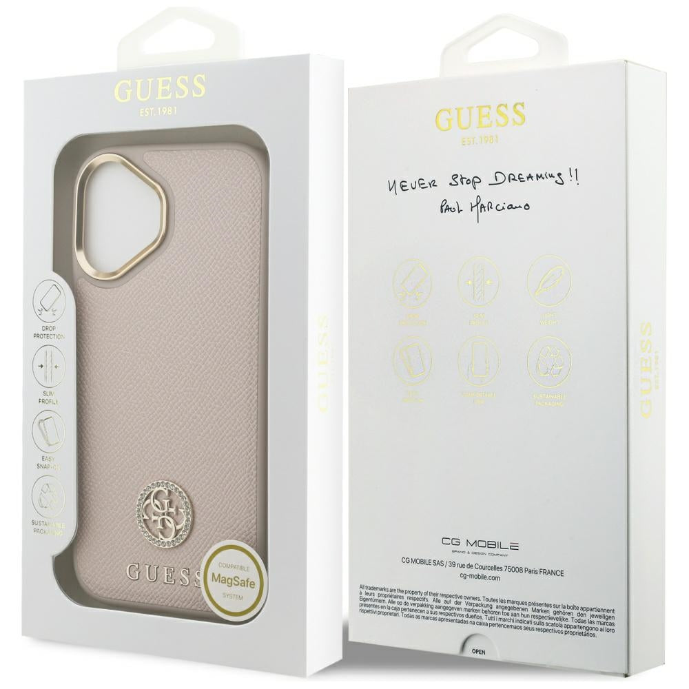 MagSafe cover til Apple iPhone 17, Guess, Grained Strass Logo, Pink