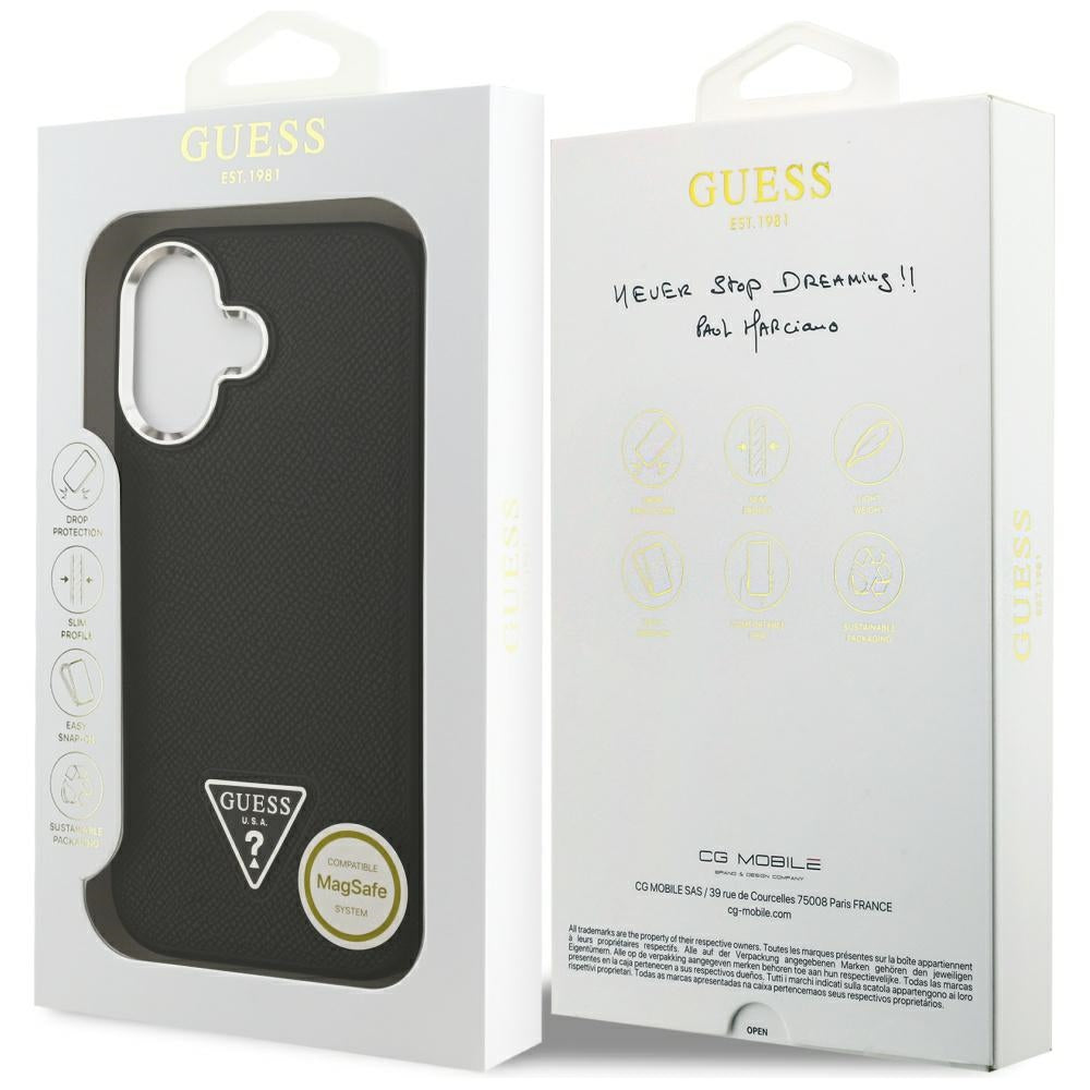 MagSafe cover til Apple iPhone 17, Guess, Grained Triangle Logo, Sort
