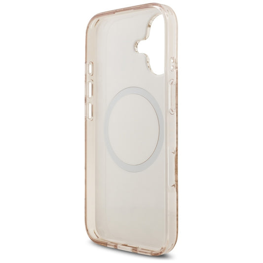 MagSafe cover til Apple iPhone 17, Guess, IML Flowers Allover Electroplated with Pearl Strap, Sort