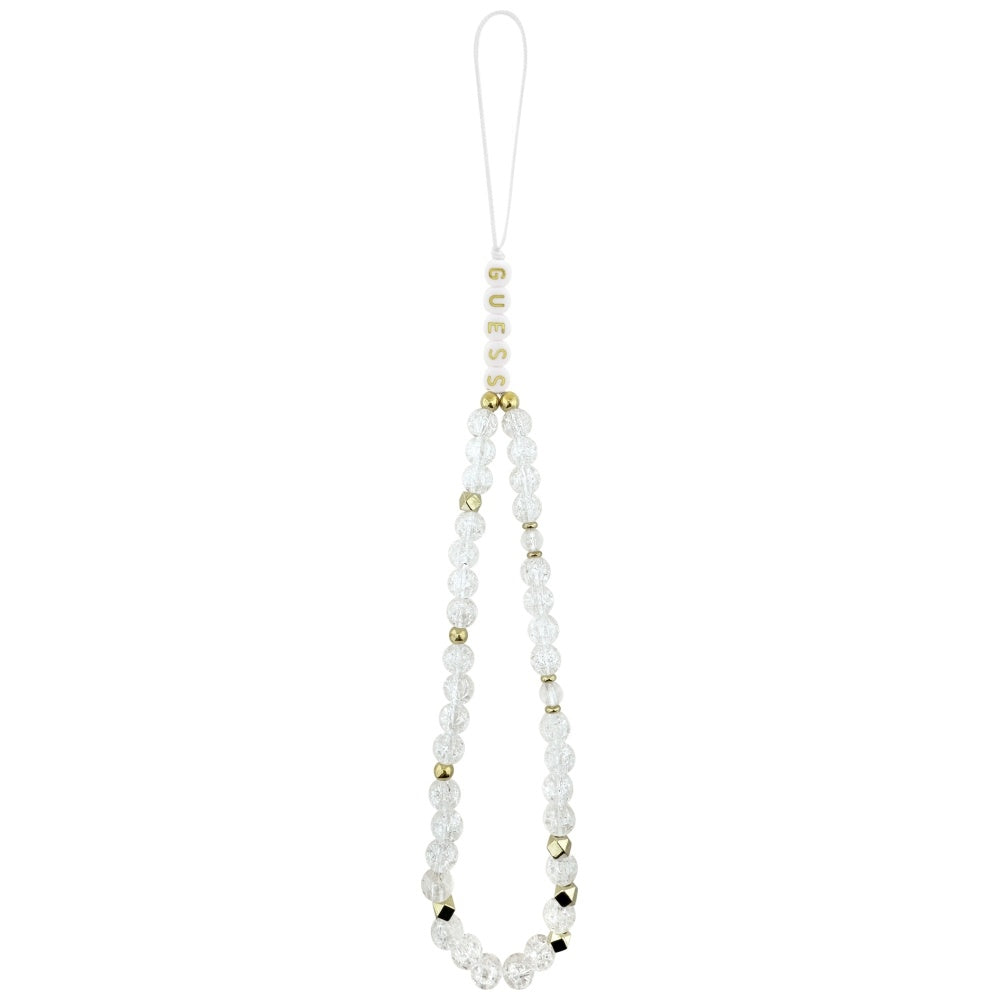 MagSafe cover til Apple iPhone 17, Guess, IML Flowers with Pearl Strap, Hvid