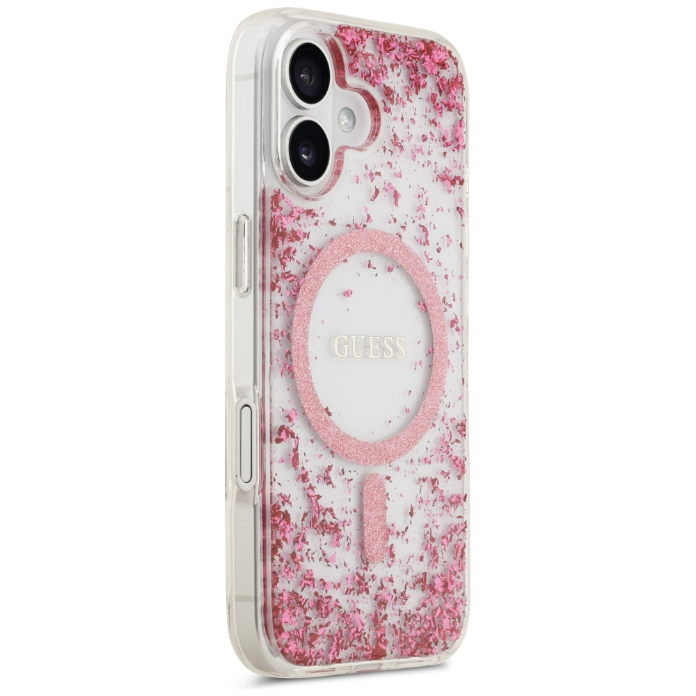 MagSafe cover til Apple iPhone 17, Guess, Resin Bottom Glitter, Pink