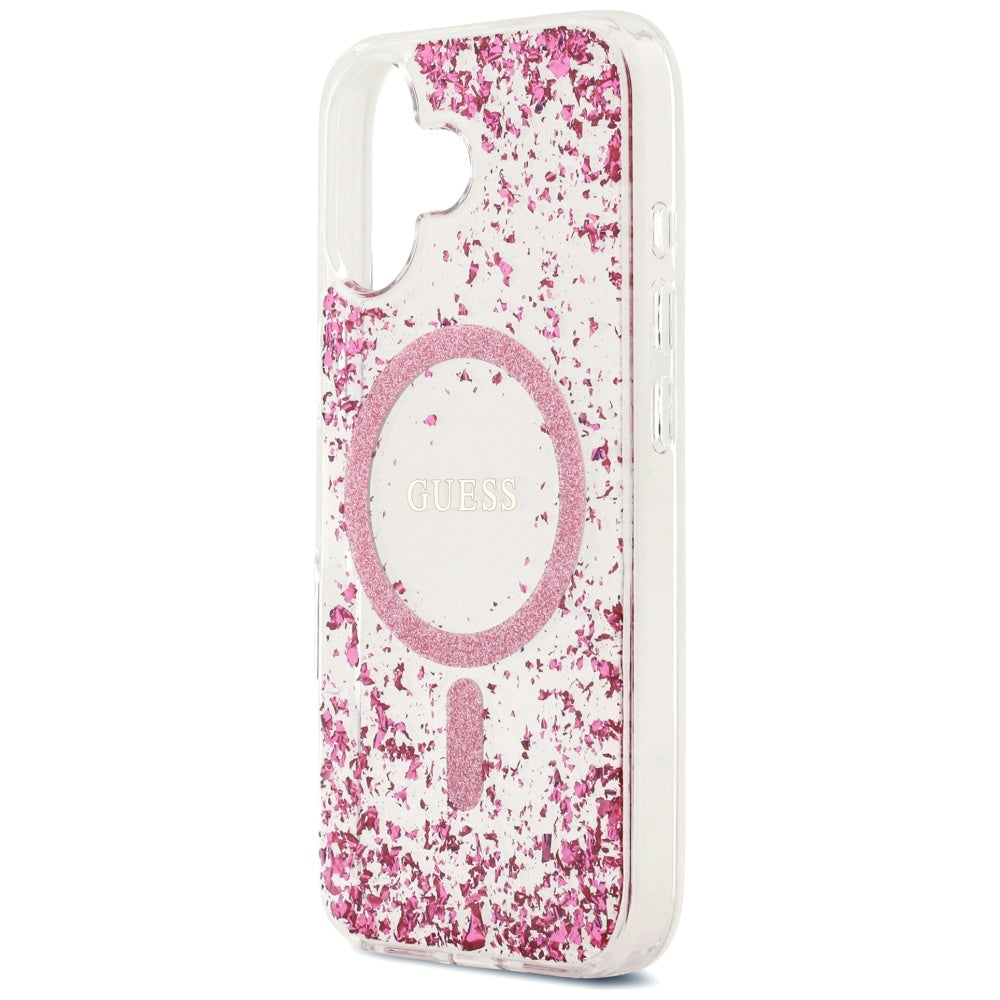 MagSafe cover til Apple iPhone 17, Guess, Resin Bottom Glitter, Pink