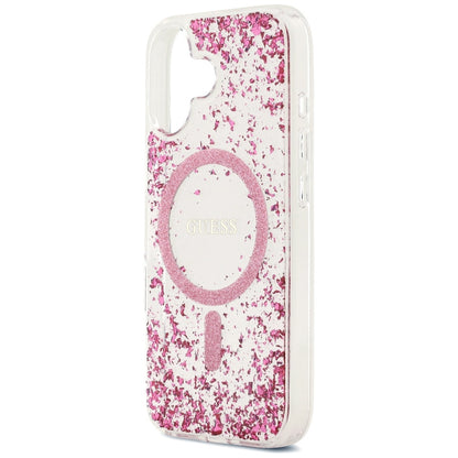 MagSafe cover til Apple iPhone 17, Guess, Resin Bottom Glitter, Pink