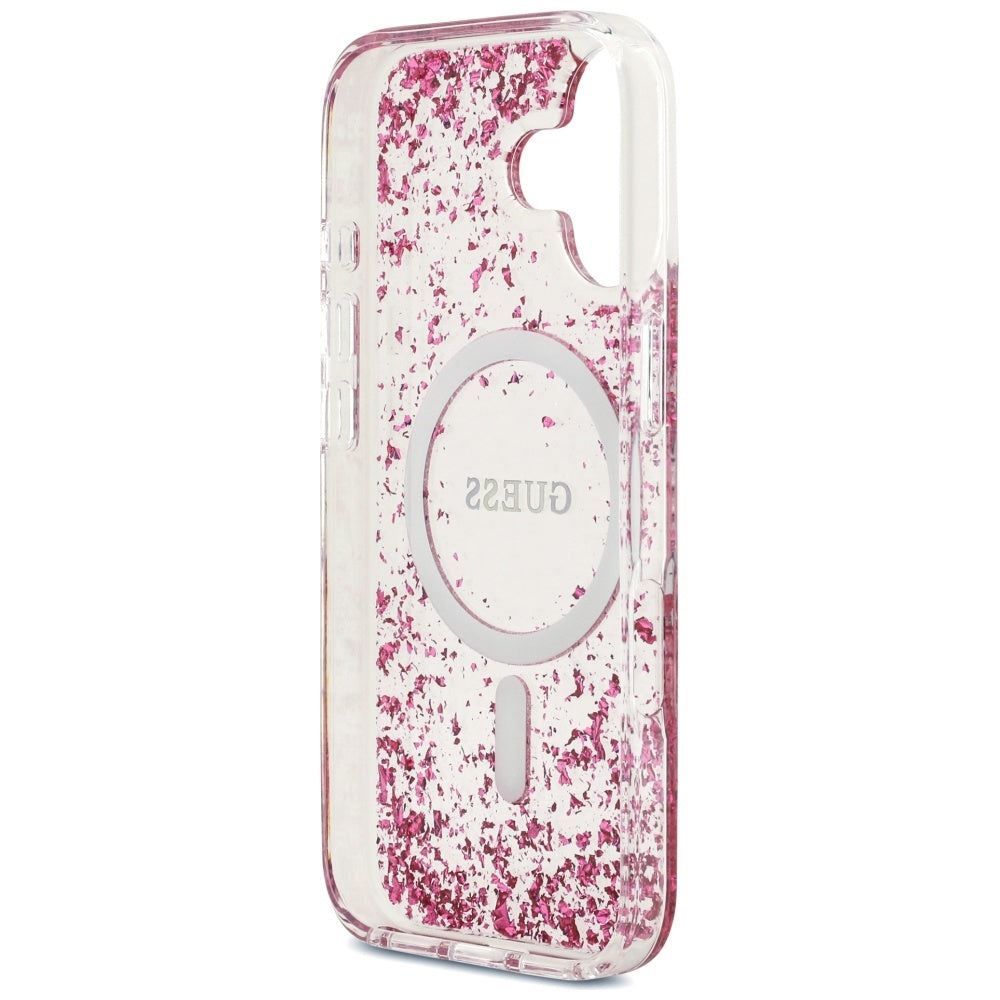 MagSafe cover til Apple iPhone 17, Guess, Resin Bottom Glitter, Pink