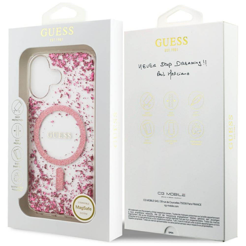MagSafe cover til Apple iPhone 17, Guess, Resin Bottom Glitter, Pink