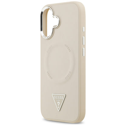 MagSafe cover til Apple iPhone 17, Guess, Triangle Logo, Beige Sølvfarvet