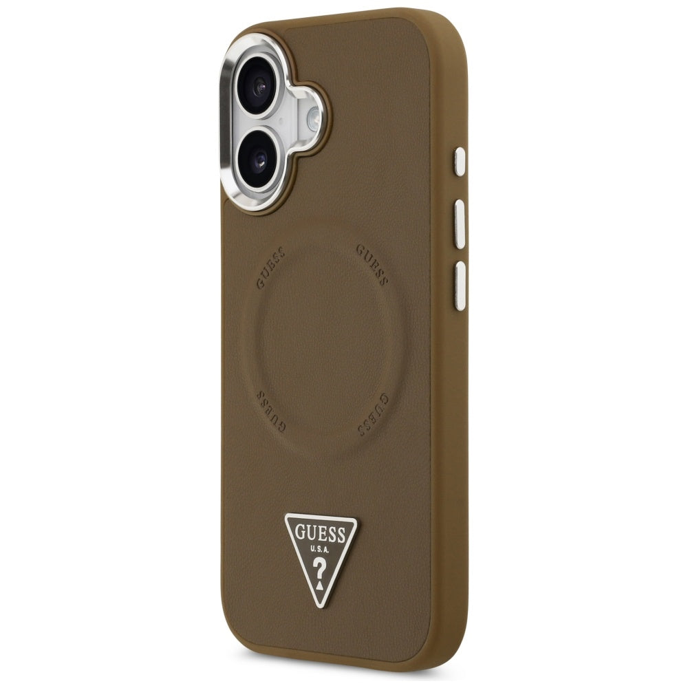 MagSafe cover til Apple iPhone 17, Guess, Triangle Logo, Brun Sølv