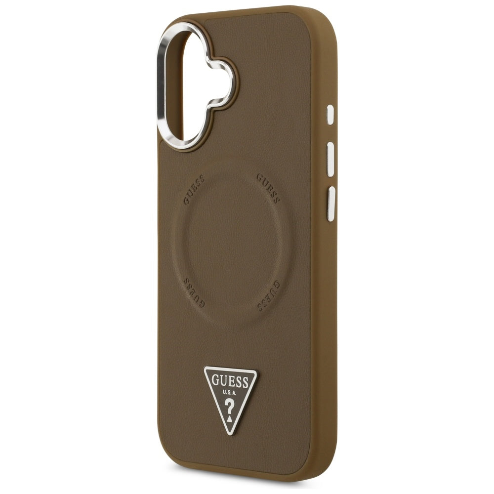 MagSafe cover til Apple iPhone 17, Guess, Triangle Logo, Brun Sølv