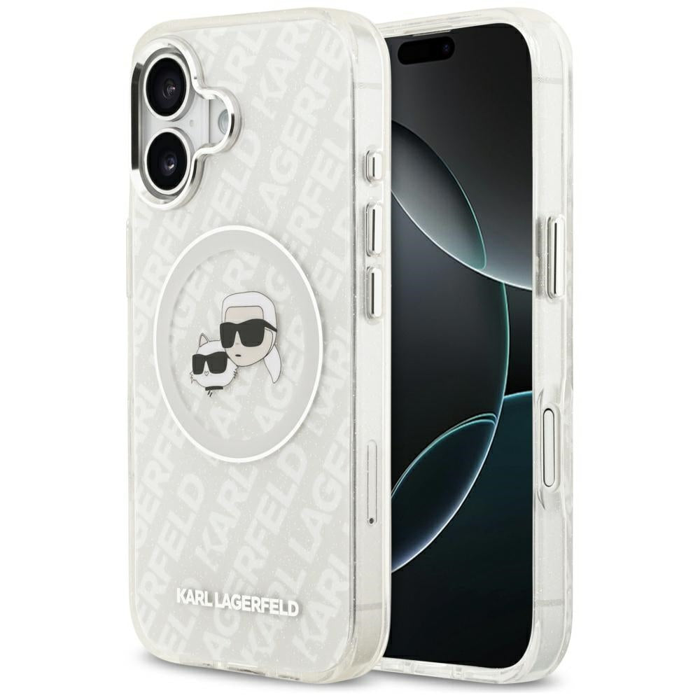 MagSafe cover til Apple iPhone 17, Karl Lagerfeld, IML Glitter Karl & Choupette's Heads, Grå