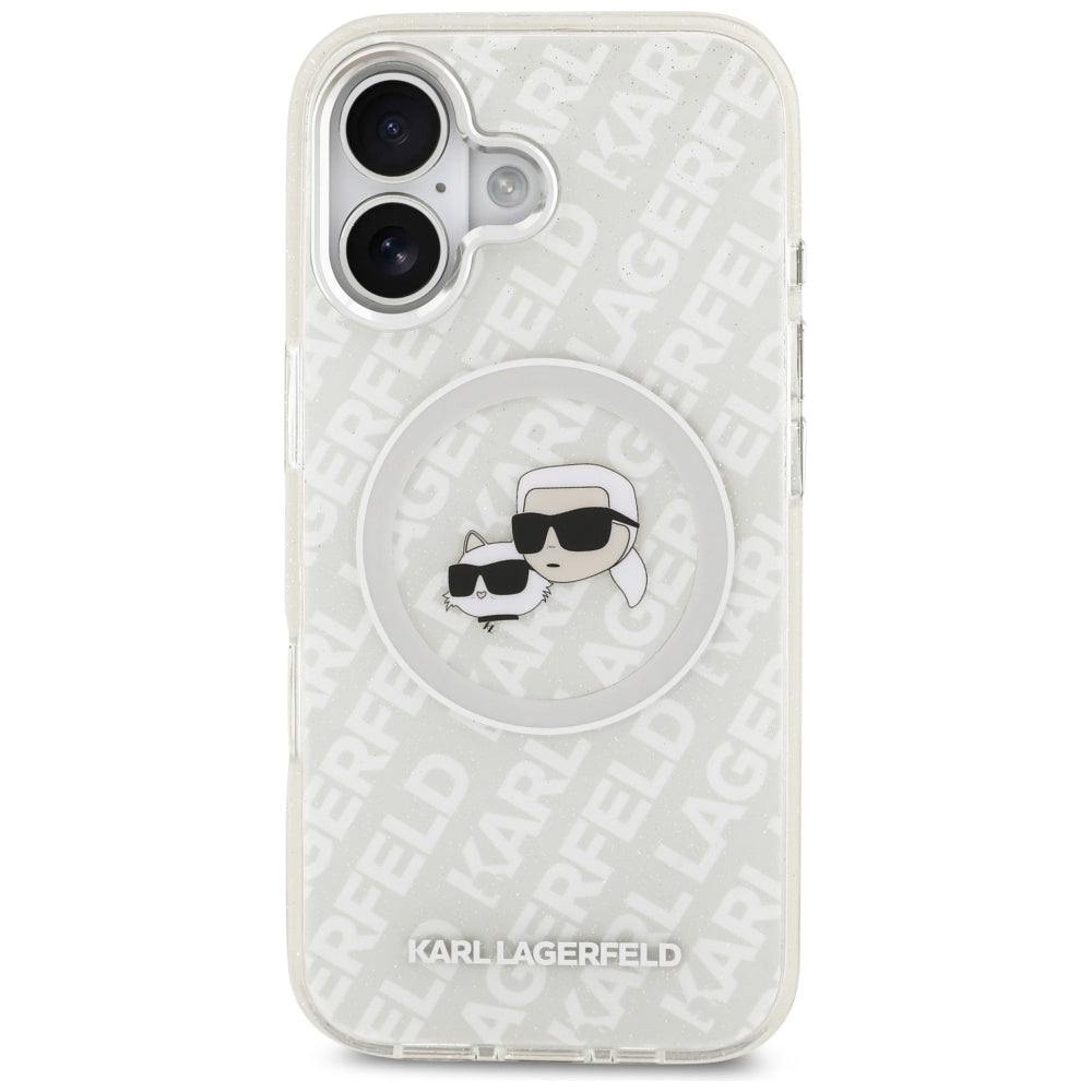 MagSafe cover til Apple iPhone 17, Karl Lagerfeld, IML Glitter Karl & Choupette's Heads, Grå