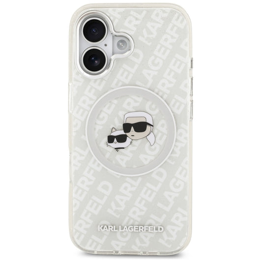 MagSafe cover til Apple iPhone 17, Karl Lagerfeld, IML Glitter Karl & Choupette's Heads, Grå