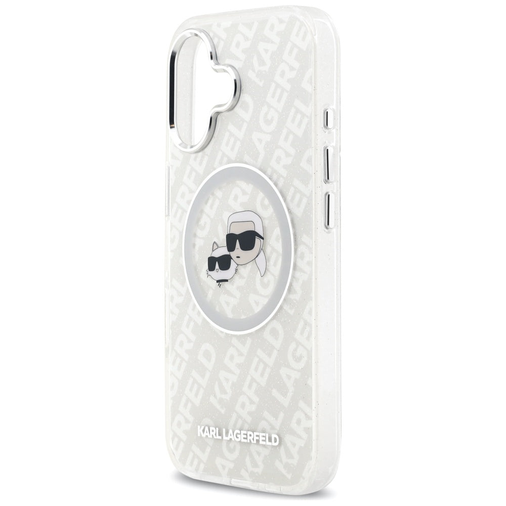 MagSafe cover til Apple iPhone 17, Karl Lagerfeld, IML Glitter Karl & Choupette's Heads, Grå