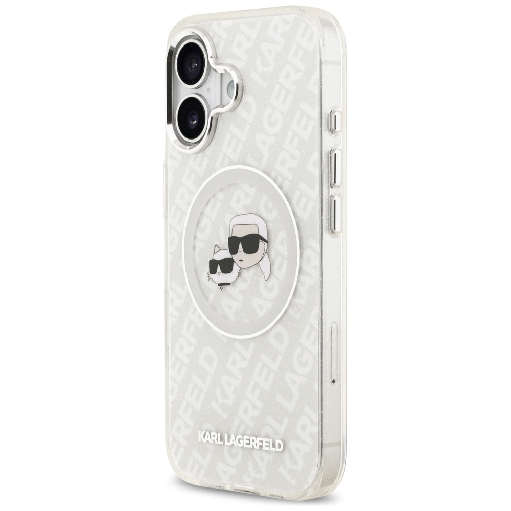 MagSafe cover til Apple iPhone 17, Karl Lagerfeld, IML Glitter Karl & Choupette's Heads, Grå