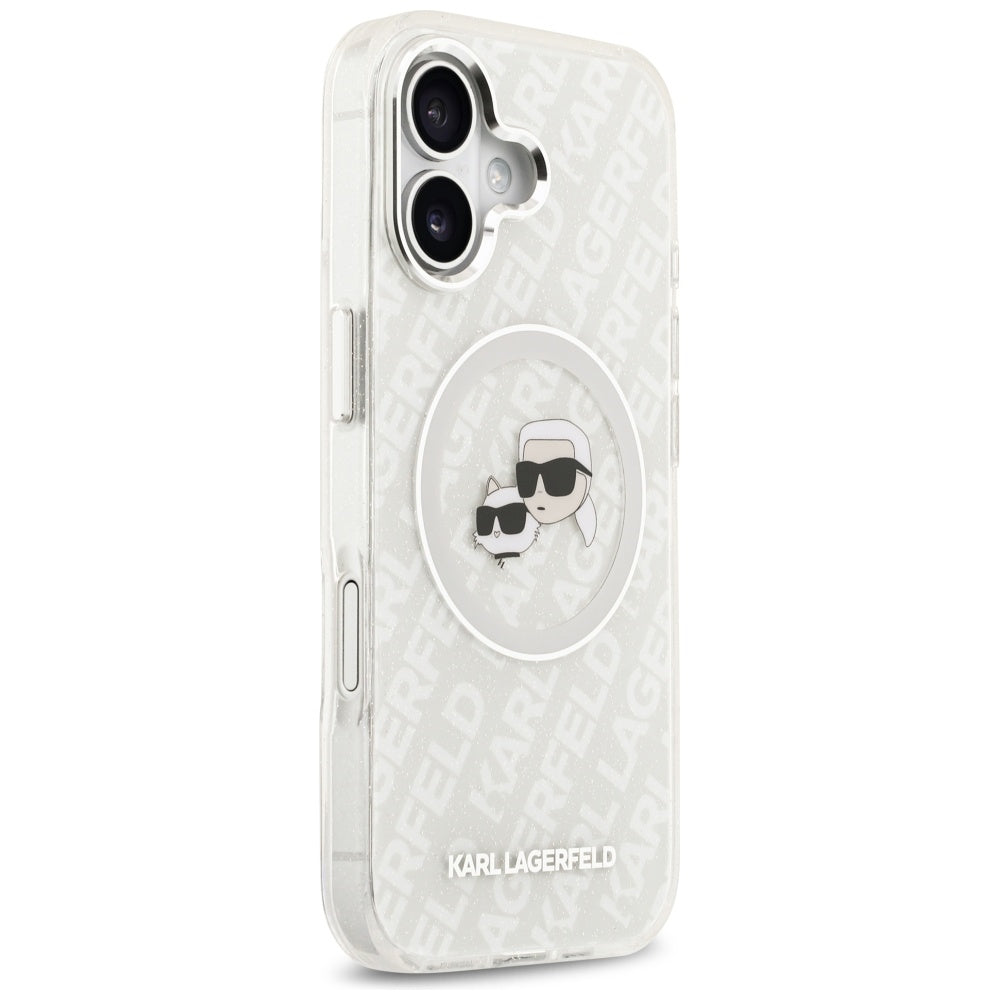 MagSafe cover til Apple iPhone 17, Karl Lagerfeld, IML Glitter Karl & Choupette's Heads, Grå