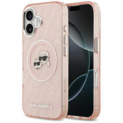MagSafe cover til Apple iPhone 17, Karl Lagerfeld, IML Glitter Karl & Choupette's Heads, Pink