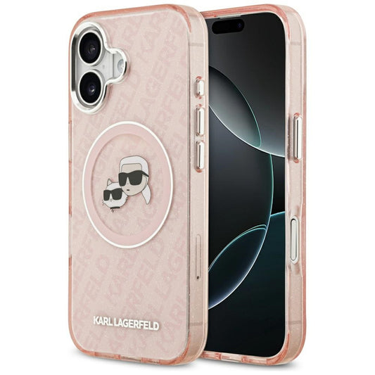 MagSafe cover til Apple iPhone 17, Karl Lagerfeld, IML Glitter Karl & Choupette's Heads, Pink