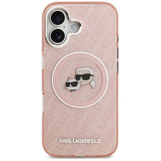 MagSafe cover til Apple iPhone 17, Karl Lagerfeld, IML Glitter Karl & Choupette's Heads, Pink