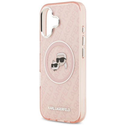 MagSafe cover til Apple iPhone 17, Karl Lagerfeld, IML Glitter Karl & Choupette's Heads, Pink