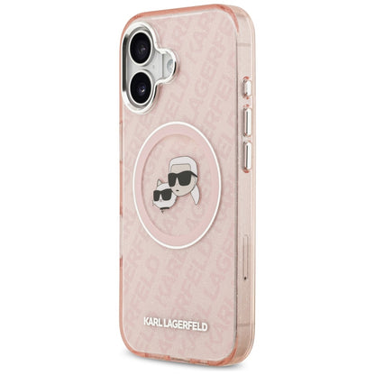 MagSafe cover til Apple iPhone 17, Karl Lagerfeld, IML Glitter Karl & Choupette's Heads, Pink