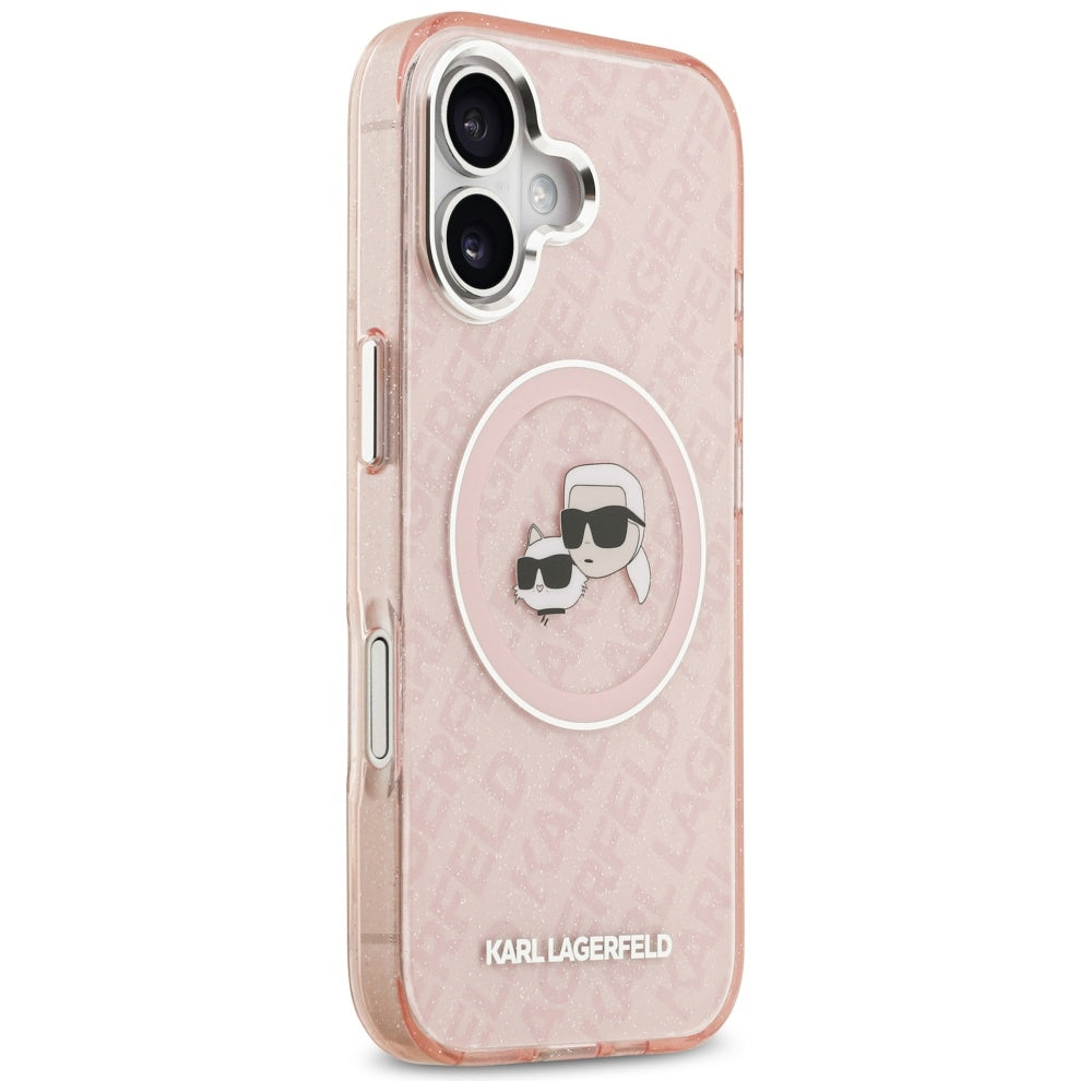 MagSafe cover til Apple iPhone 17, Karl Lagerfeld, IML Glitter Karl & Choupette's Heads, Pink