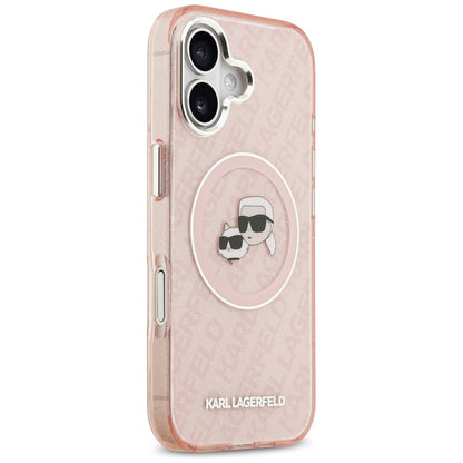 MagSafe cover til Apple iPhone 17, Karl Lagerfeld, IML Glitter Karl & Choupette's Heads, Pink