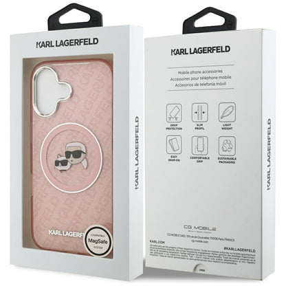 MagSafe cover til Apple iPhone 17, Karl Lagerfeld, IML Glitter Karl & Choupette's Heads, Pink