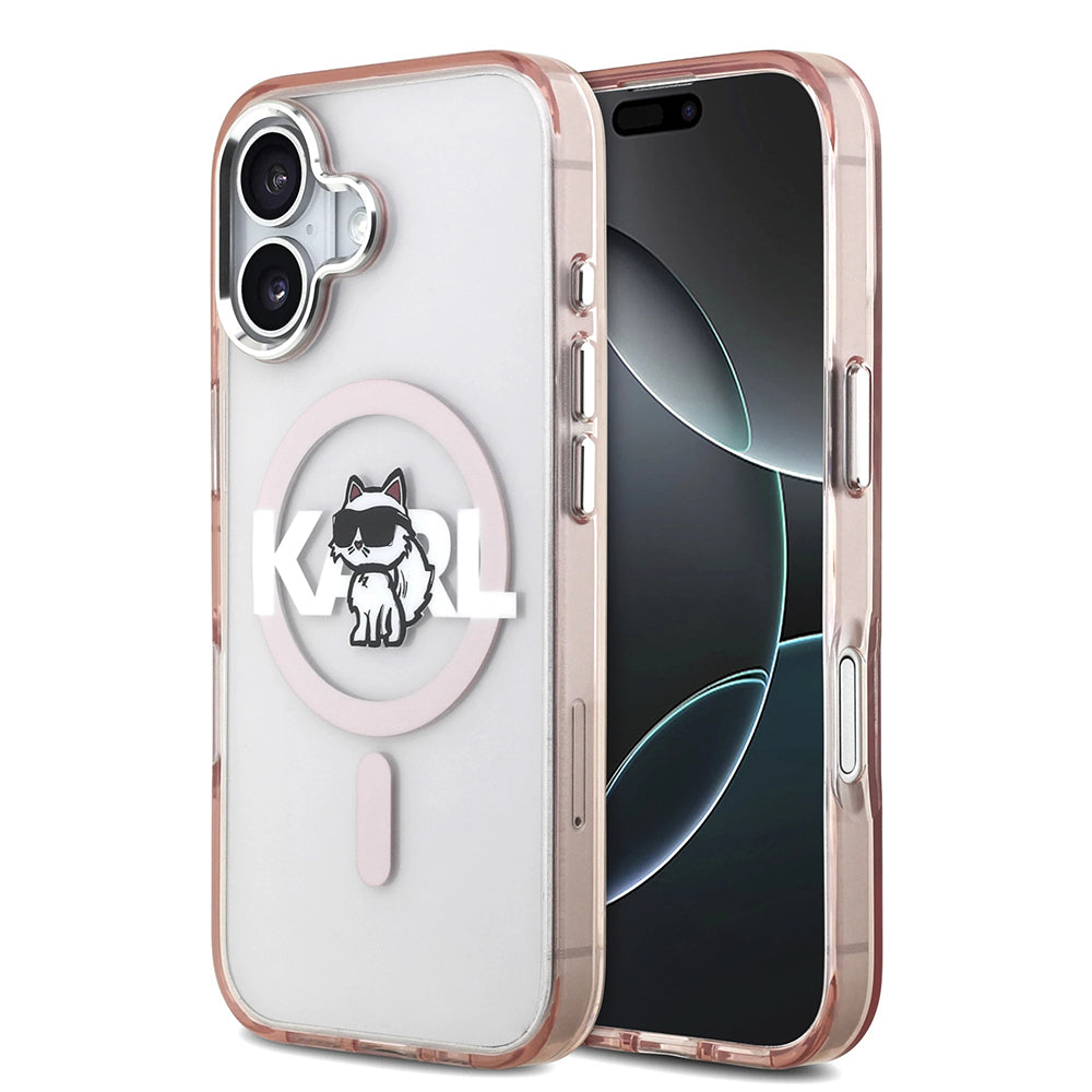 MagSafe Case for Apple iPhone 17, Karl Lagerfeld, IML Sketch Logo Choupette, Pink