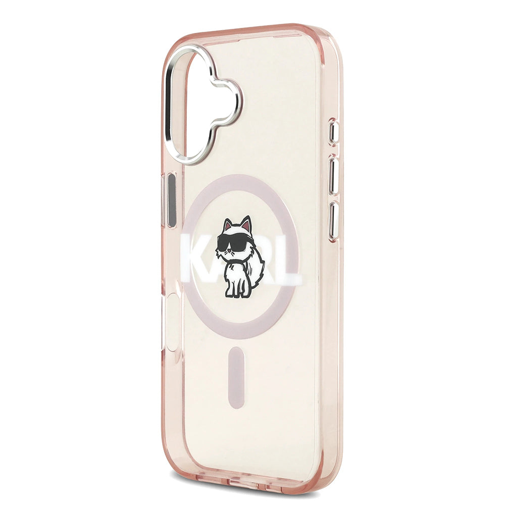 MagSafe Case for Apple iPhone 17, Karl Lagerfeld, IML Sketch Logo Choupette, Pink