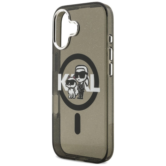MagSafe cover til Apple iPhone 17, Karl Lagerfeld, IML Sketch Logo Glitter Karl & Choupette, Sort