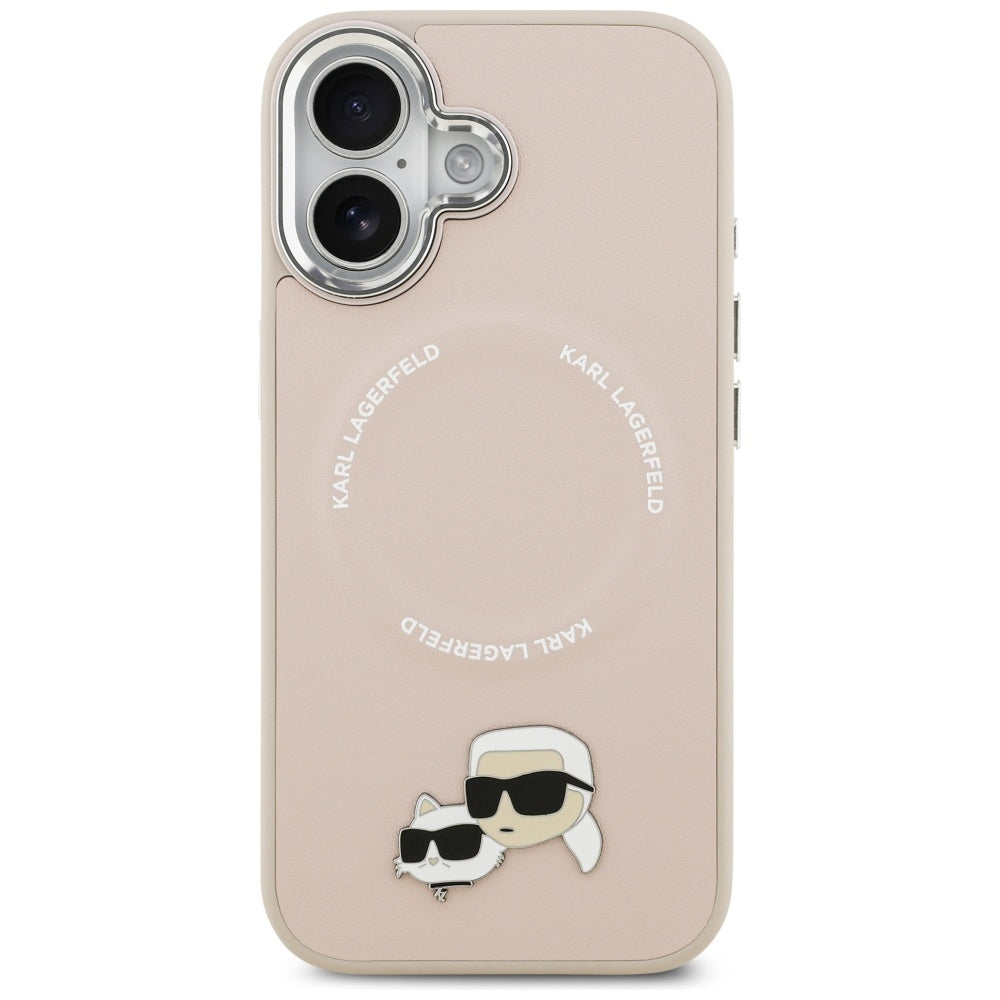 MagSafe Case for Apple iPhone 17, Karl Lagerfeld, Karl & Choupette Pins, Pink