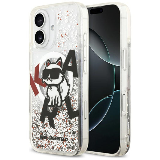 MagSafe cover til Apple iPhone 17, Karl Lagerfeld, Liquid Glitter Choupette Logo, Transparent