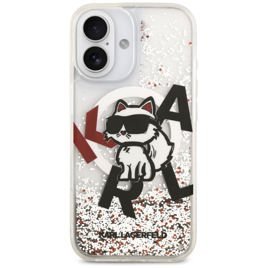 MagSafe cover til Apple iPhone 17, Karl Lagerfeld, Liquid Glitter Choupette Logo, Transparent